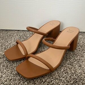 Tan Square Toed Heels